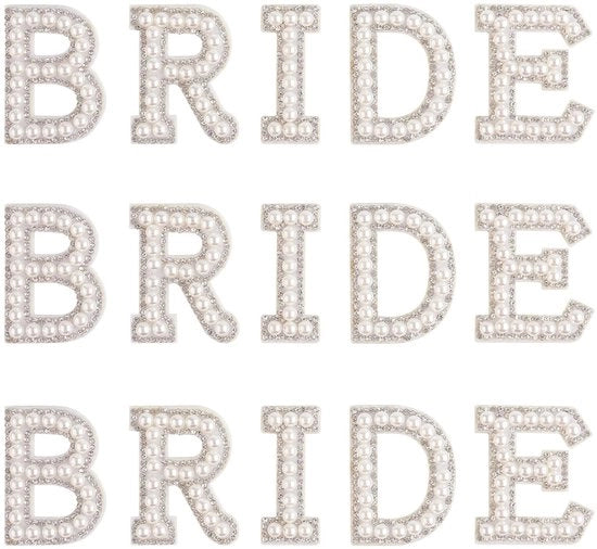 Punti per applicare su tessuti - 15 pezzi - Lettere/applicatore - Strass/imitazioni di perle - Per abbigliamento/berretti/calzature - 4,5 cm di diametro