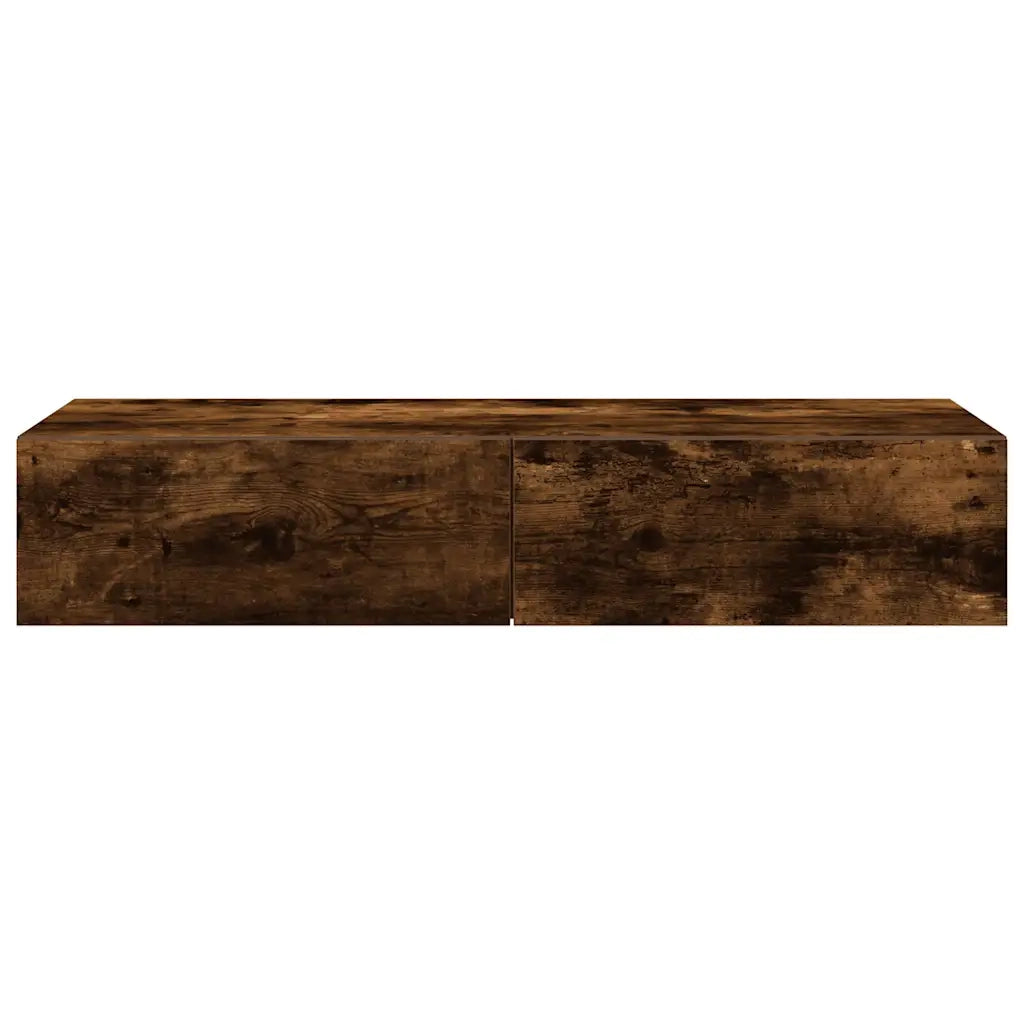 Scaffale a Parete con Cassetti Fumo 100x36x19 cm in Truciolato 859990