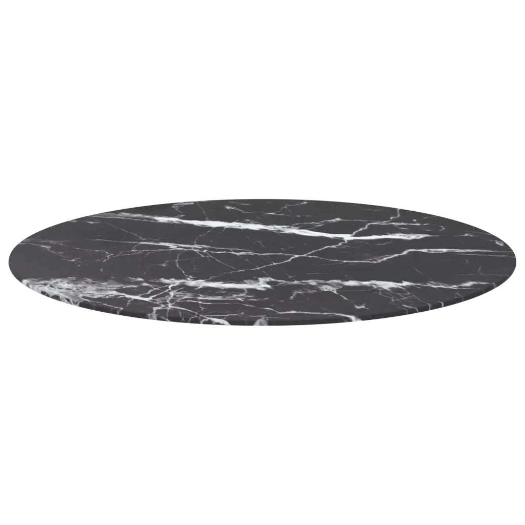 Piano per Tavolo | Superficie Tavolo | Piano Scrivania Nero ?90x1 cm Vetro Temperato Design Marmo