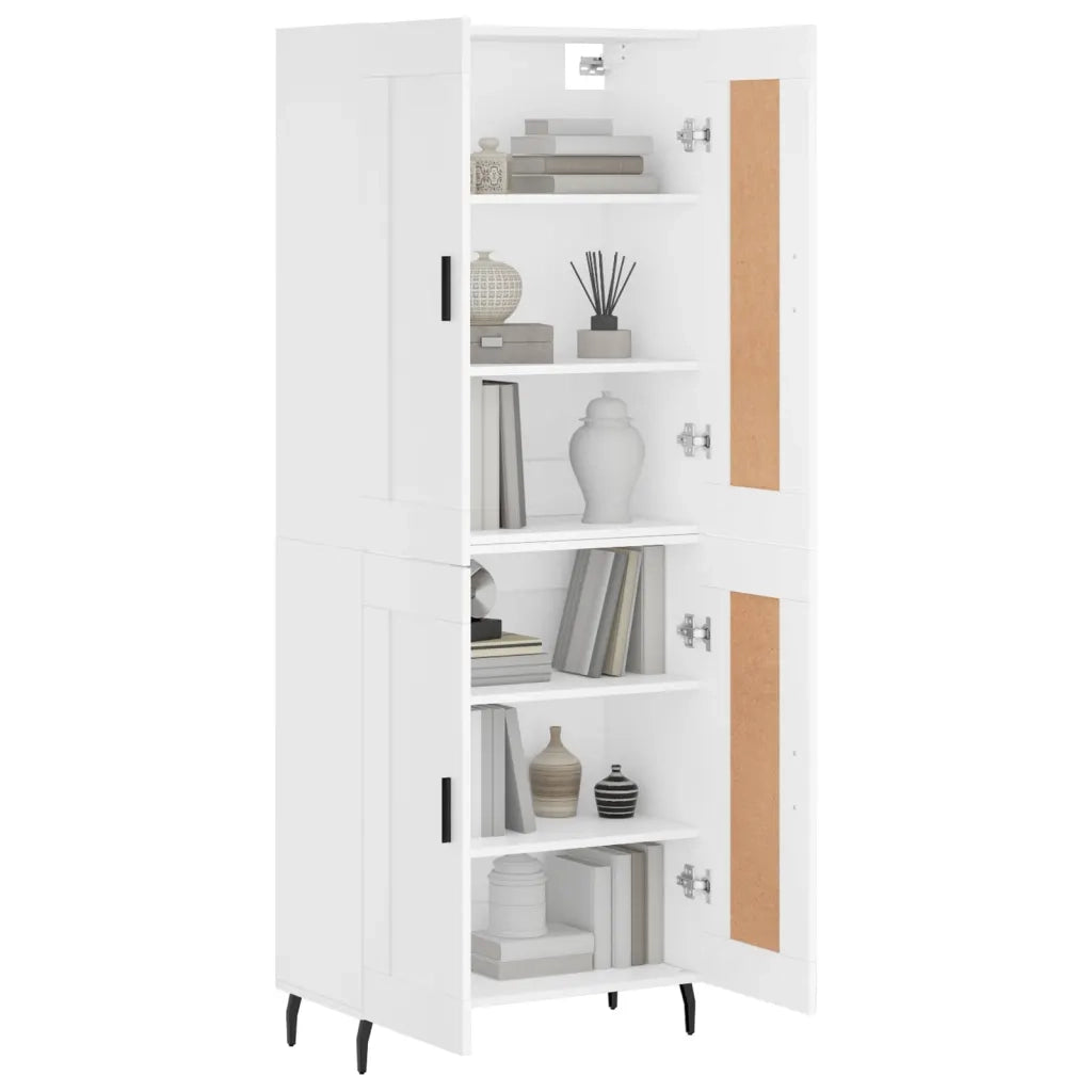 Credenza-Buffet-Armadio da cucina Bianca 69,5x34x180 cm in Legno Multistrato 971223