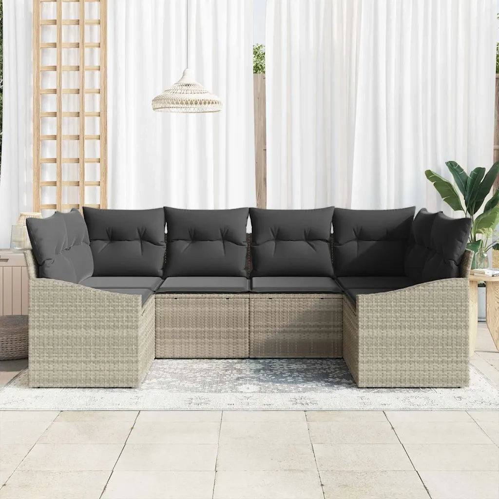 Set Divano da Giardino 6 pcs Grigio chiaro polyrattan