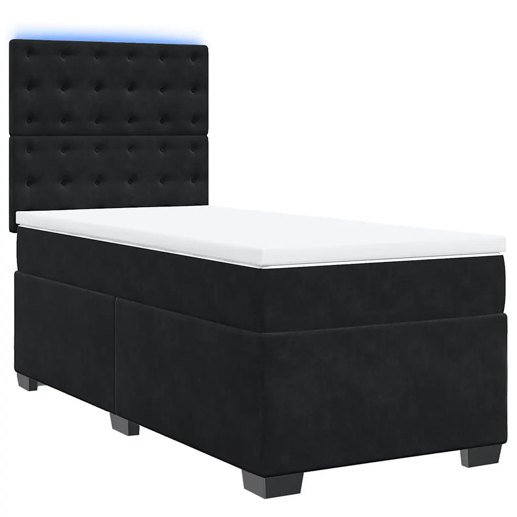 Giroletto a Molle con Materasso Nero 80x200 cm in Velluto