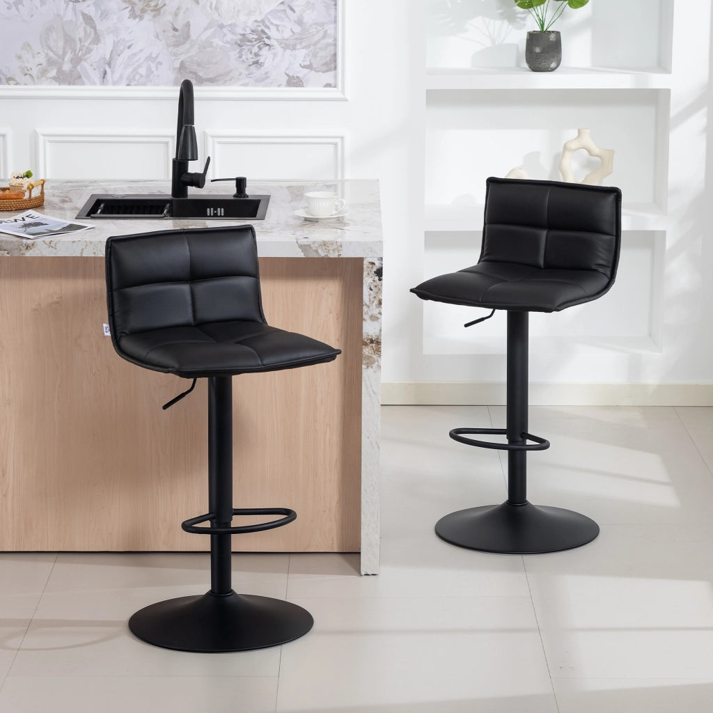 Sgabello da Bar Regolabile ¨C Xylo ¨C Set 2 Pezzi Seduta Girevole PU Nero 44x45x85-106cm