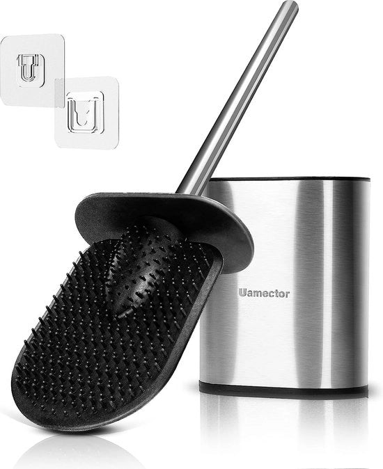 Set di spazzole per il water, spazzola per il water in silicone con supporto, con fissaggio alla parete, con standard di asciugatura Chnell e base impermeabile