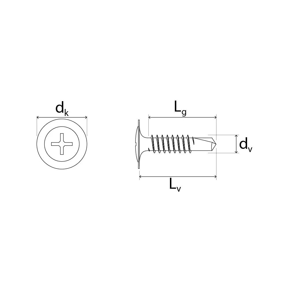 Vite autoforante 4,2x16mm - 500pz testa cilindrica per fissaggio profili cartongesso
