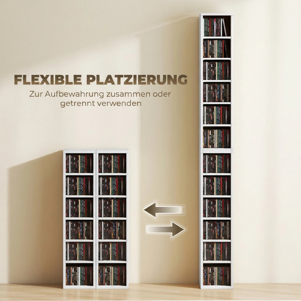 Scaffale per CD e DVD regolabile ¨C Minimal ¨C Bianco 80x24x20