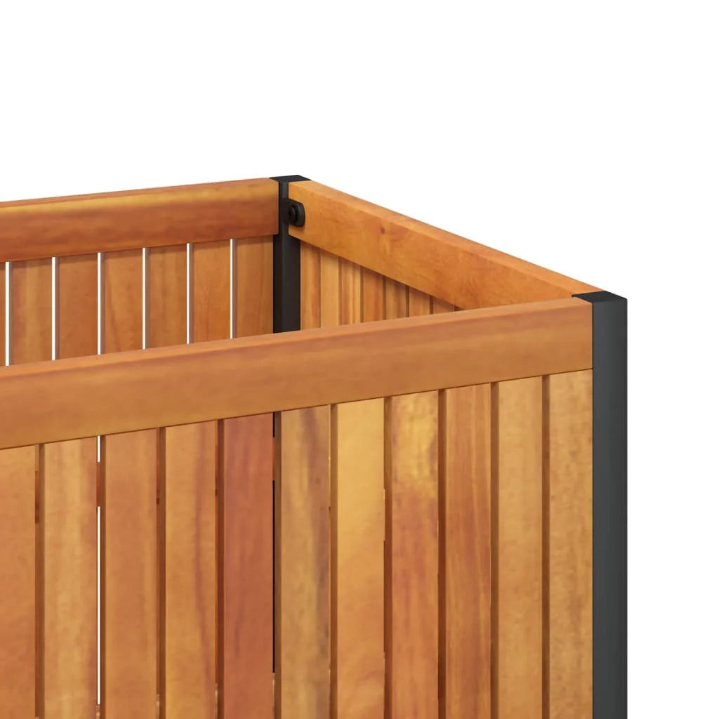 Aiuola rialzata/fioriera per piante fiori patio giardino 45 x 45 x 44 cm legno massello di acacia e acciaio marrone 02_0037605