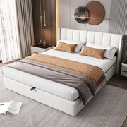 DESMIU Letto contenitore 160 × 200 cm 2 posti con USB, LED, testiera regolabile, senza materasso, in PU bianco