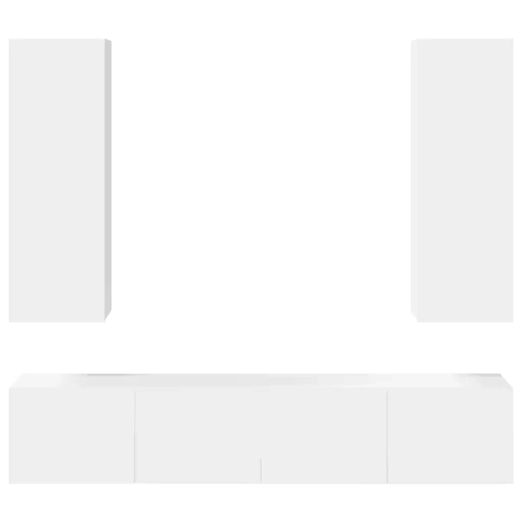 Set Mobili Porta TV 4 pz | Armadietto TV | Mobile Porta TV Bianco in Legno Multistrato