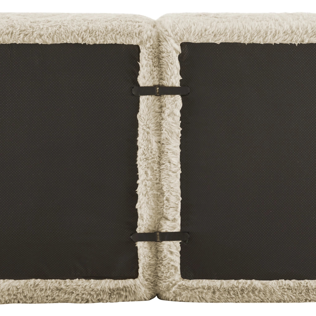 Divano angolare modulare 4 Posti con chaise longue, senza montaggio, seduta ampia, in Peluche, Cachi Chiaro