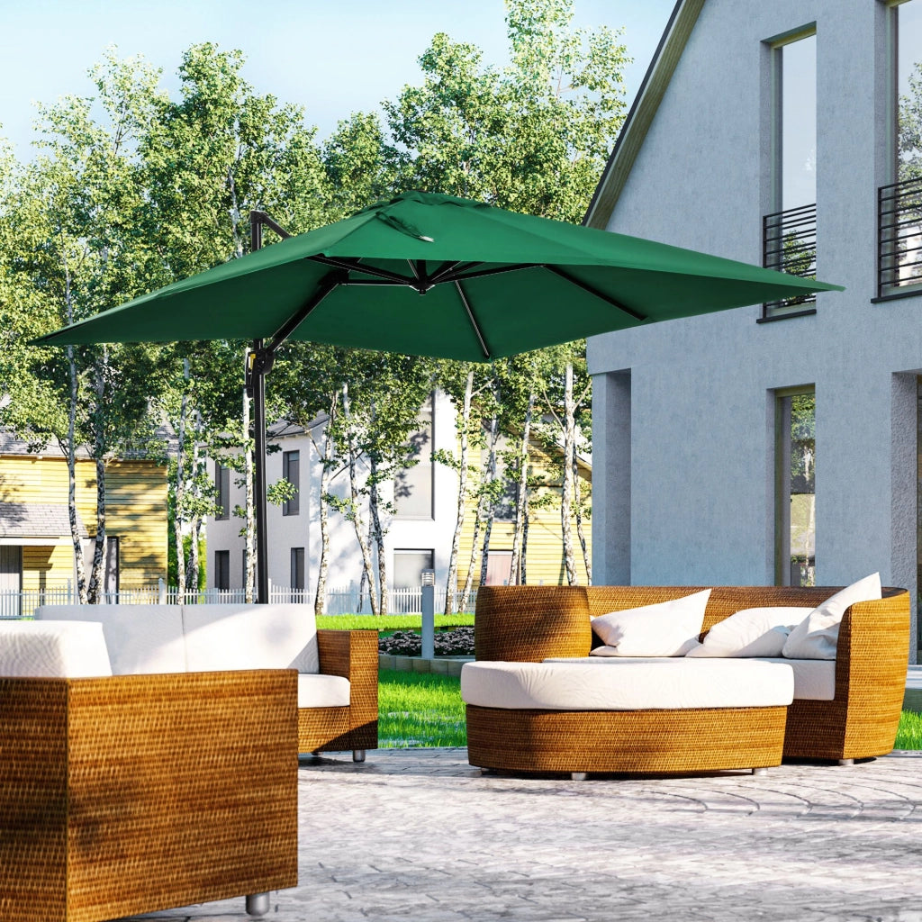 Ombrellone da Giardino con Manovella ¨C Xylo ¨C 2.5x2.5m Verde Rotazione 360¡ã Parasole Regolabile