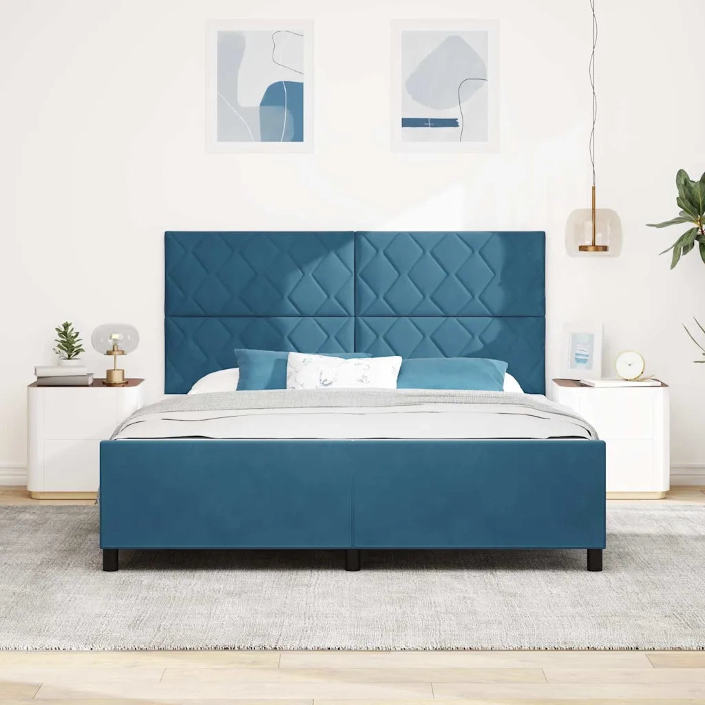 Letto a molle con testiera Blu Scuro 180 x 200 cm Velluto
