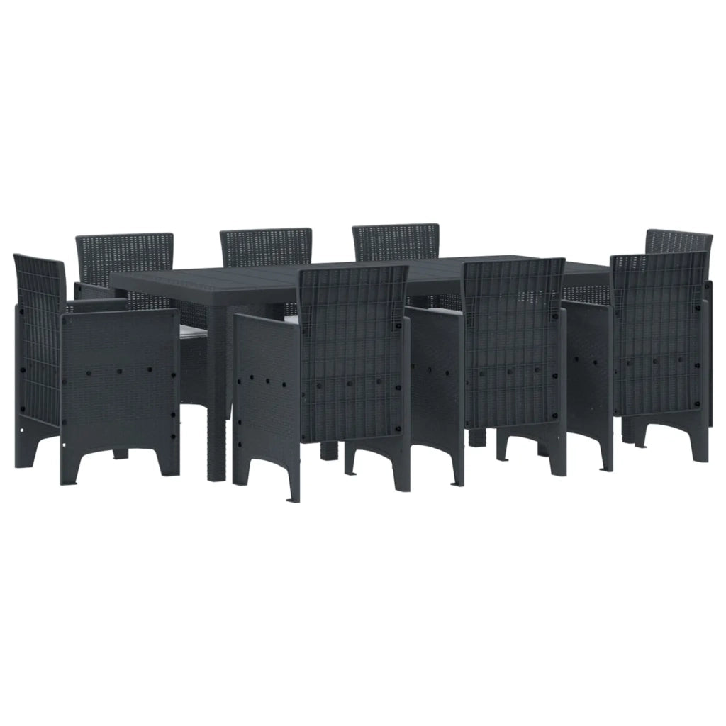Set da Pranzo per Giardino 9 pcs Antracite Polipropilene