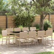 Set da Pranzo per Giardino 11 pcs Beige polyrattan
