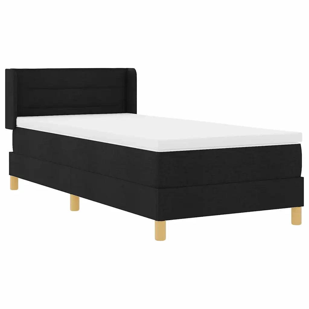 Letto a molle con materasso-Struttura Letto con Materasso Nero 200 x 90 cm Poliestere 595268