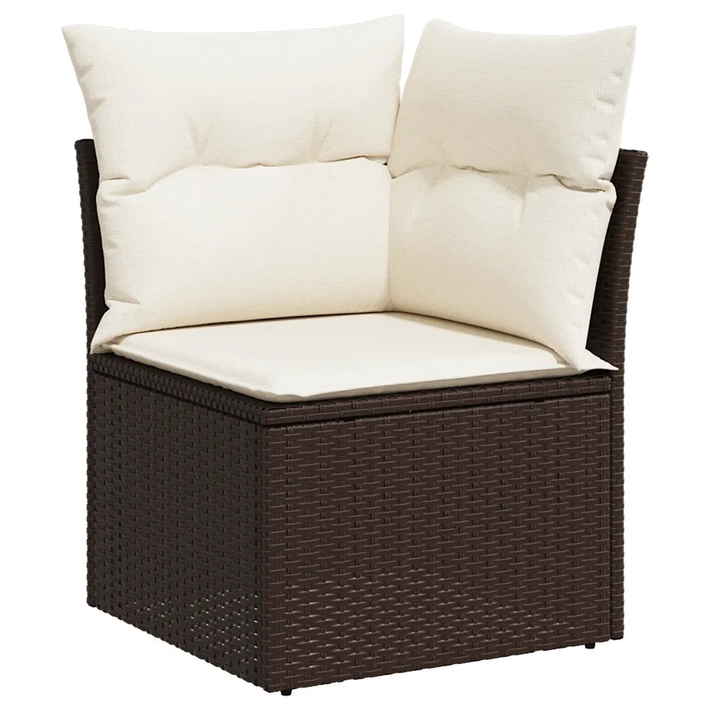 Set Divani da Giardino 10pz con Cuscini in Polyrattan Marrone 3269373