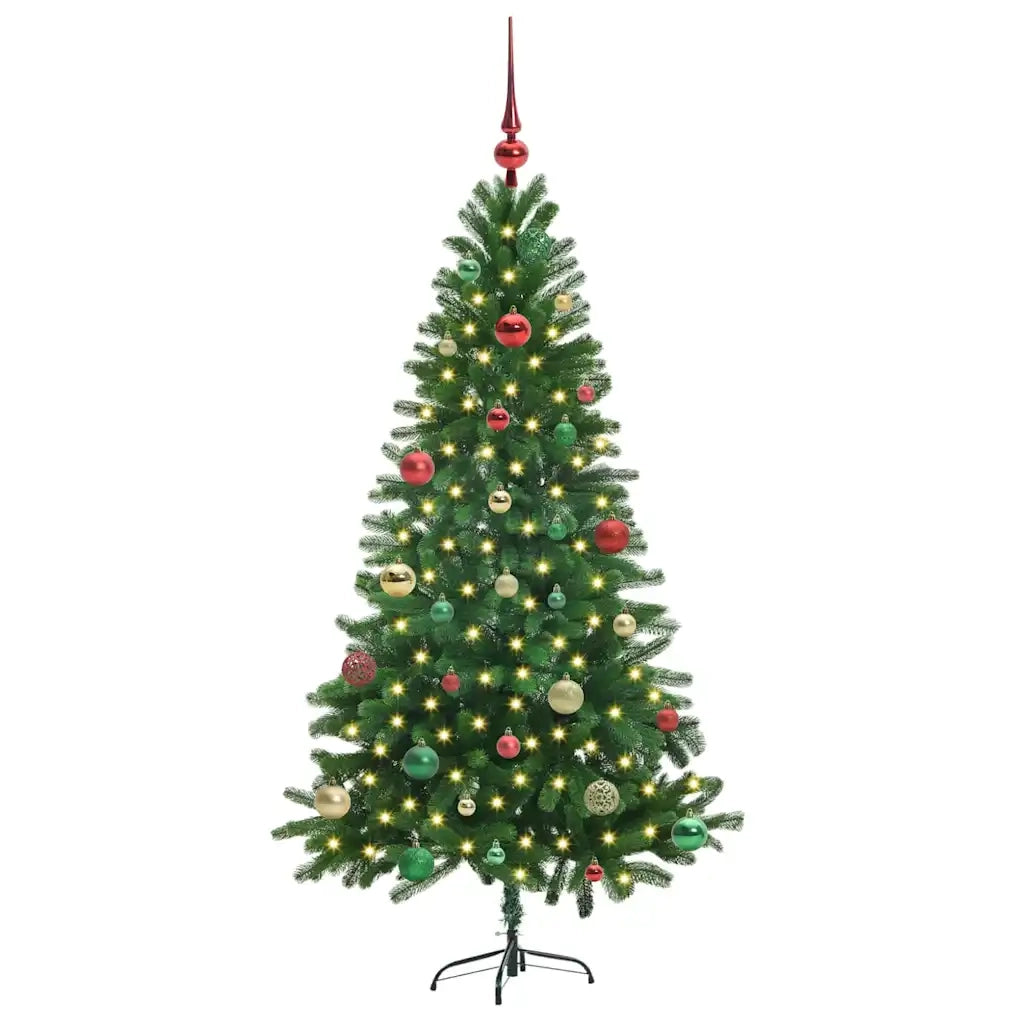 Albero di Natale | Decorazioni natalizie con 150 LED con supporto Verde 150 cm PE