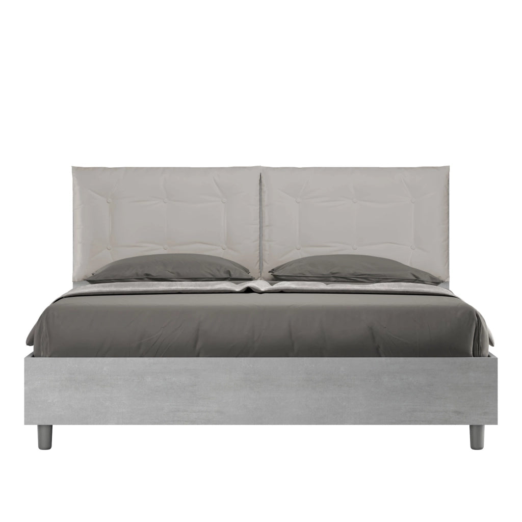 Letto Matrimoniale 160x190 cm Senza Rete Struttura Cemento con Cuscini in Similpelle Egos Annalisa Tortora