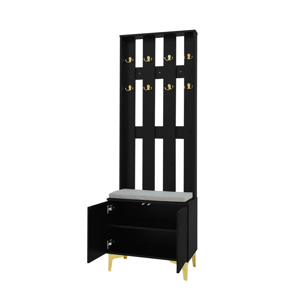 Set Ingresso con Panca, Appendiabiti e Ganci ¨C MINIMAL ¨C con Cuscino