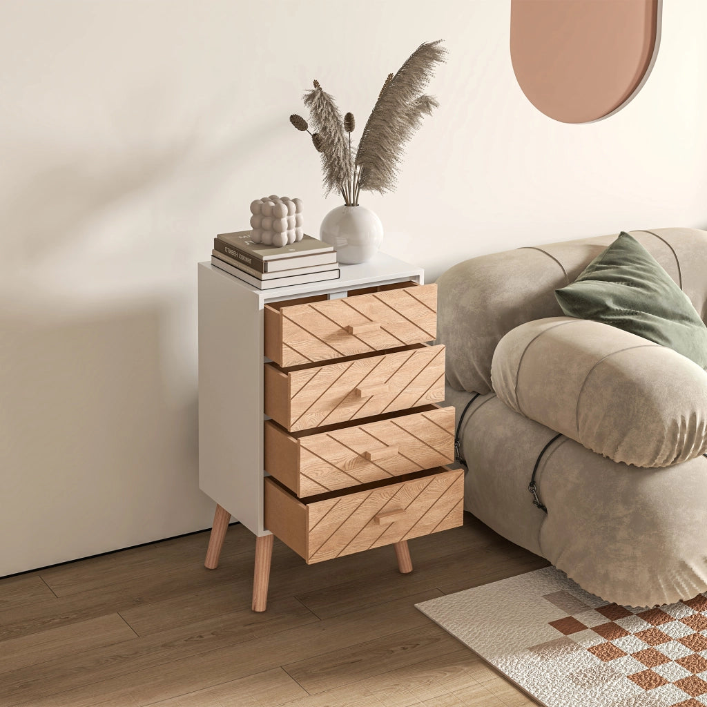 Cassettiera 4 Cassetti ¨C Zephmum ¨C Bianco Naturale 40x30x75 cm