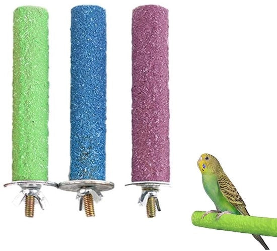 Supporto per uccelli in legno naturale - 3 pezzi - Zoccolo per uccelli - Dimensioni: diametro 1,5 cm, lunghezza 20 cm