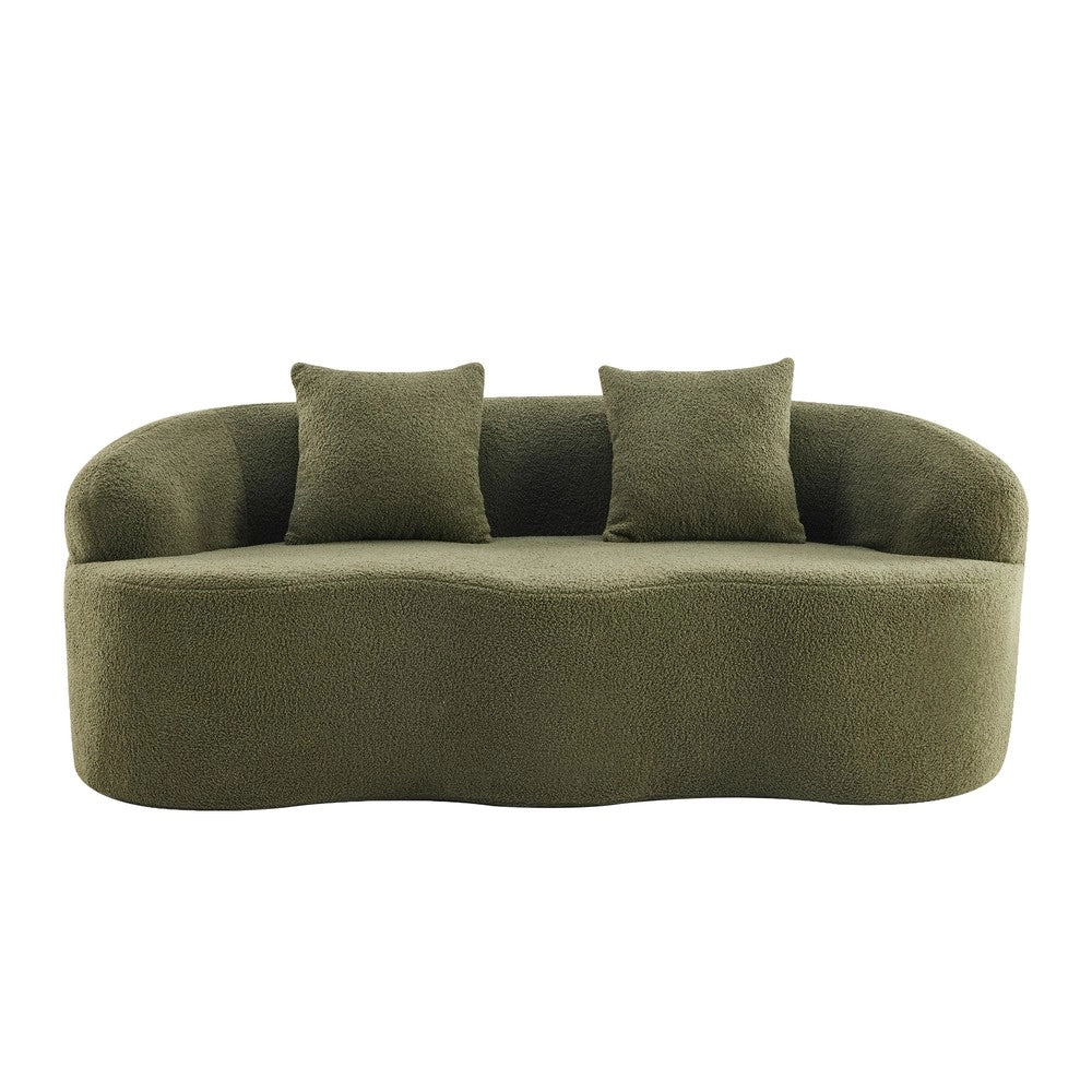 Divano 2 Posti Curvo con Cuscini ¨C Xylo ¨C Verde, Beige, Senza Montaggio