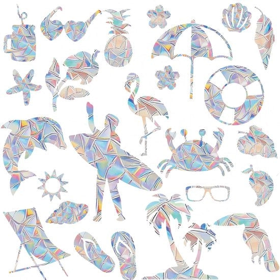 Decorazione per finestre senza forare - 24 pezzi - Stickers per finestre impermeabili - Stickers per finestre anti-insetti - Stickers per finestre con protezione per uccelli - Stickers per finestre con dinosauro - Stickers per finestre senza forare