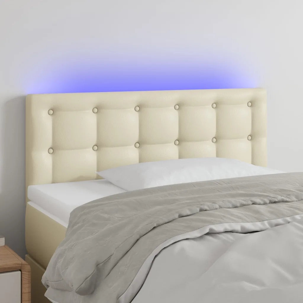 Testiera | Testata Crema a LED 100x5x78/88 cm in Similpelle