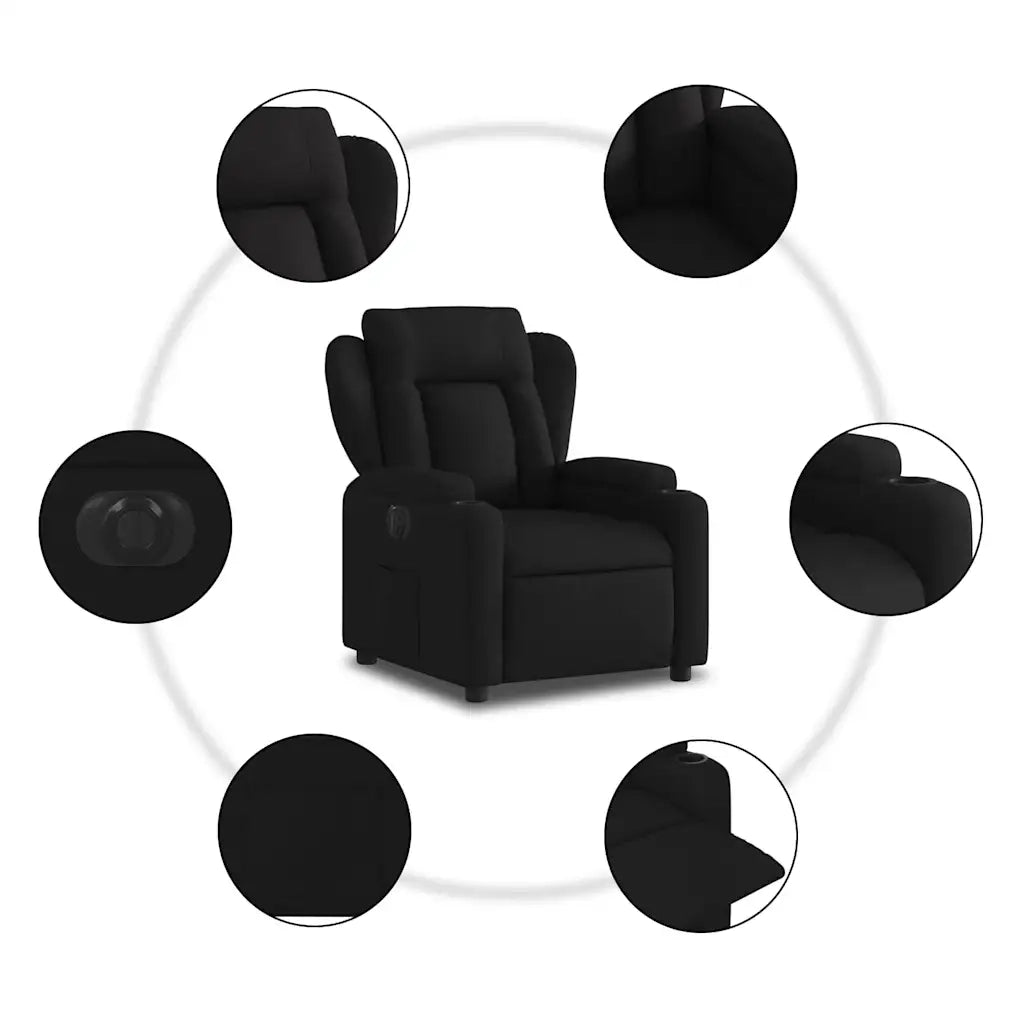 Poltrona | Sedia Relax Elettrica Reclinabile Nera in Tessuto