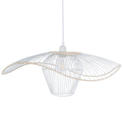 Lampada a sospensione con paralume in rattan e metallo bianco soggiorno camera da letto