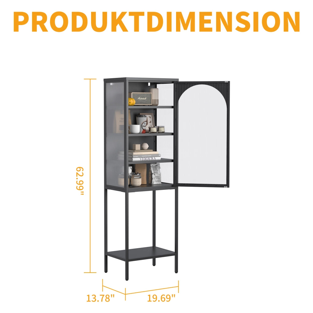 Libreria a cubi con ante in vetro ¨C Zephmum ¨C Grigio metallo 160x50x35 cm
