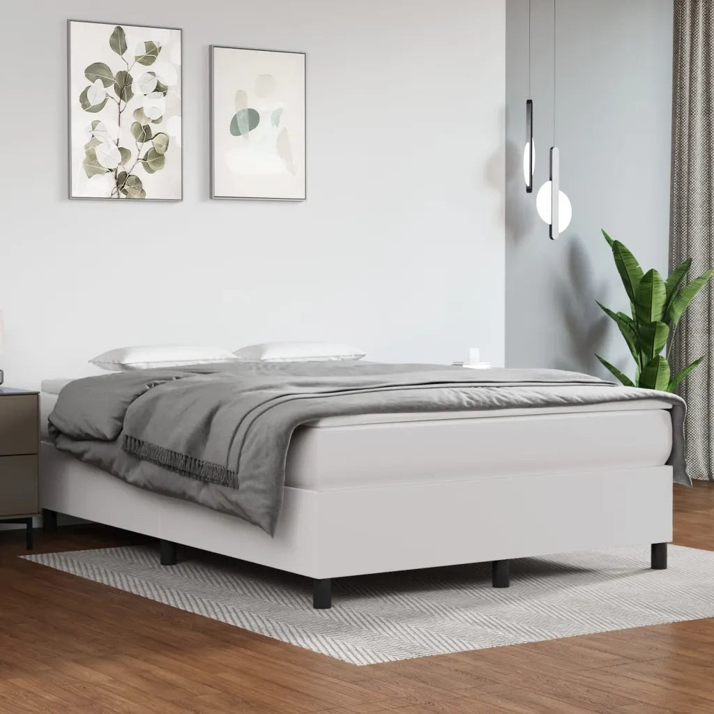 Letto matrimoniale | Letto per adulti | Struttura Letto a Rete a Molle Bianco 140x200 cm in Similpelle