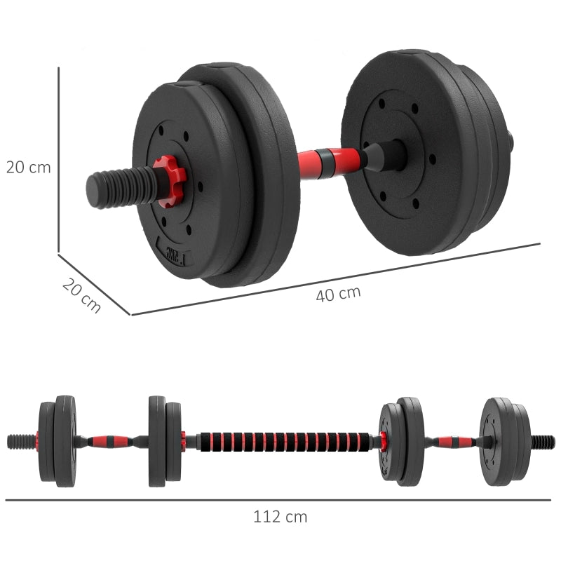 Set di manubri 2 in 1, bilancieri regolabili corti e lunghi da 15 kg, allenamento di forza professionale con manubri, nero