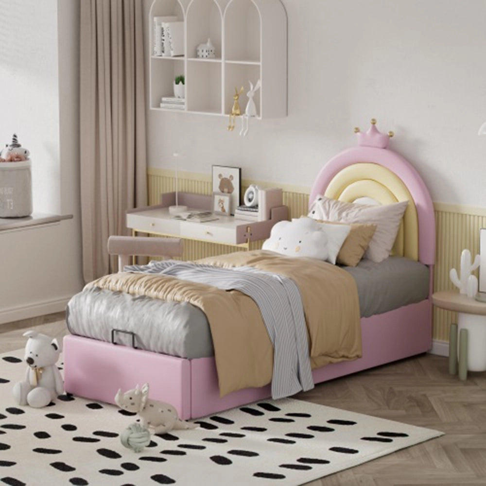 Letto a baldacchino per bambini - Xylo - 90x200 cm - Rosa - Testiera regolabile in altezza