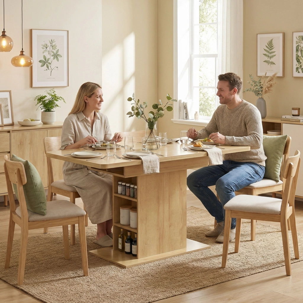 Tavolo da pranzo allungabile ¨C Xylo ¨C 110-130cm legno naturale con 6 mensole