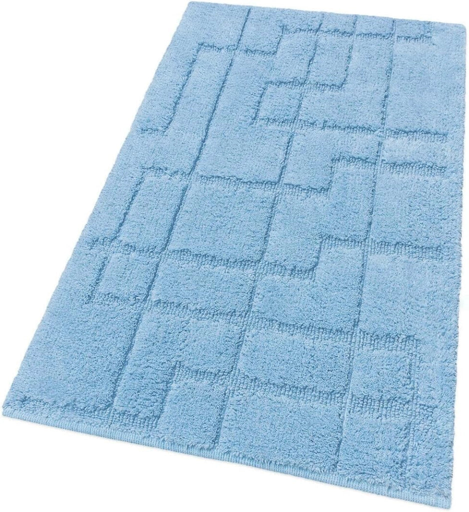 Tappeto Bagno Puro Cotone Morbido 3D Camera Sendiletto Elegante Lavabile Azzurro 55x90 cm