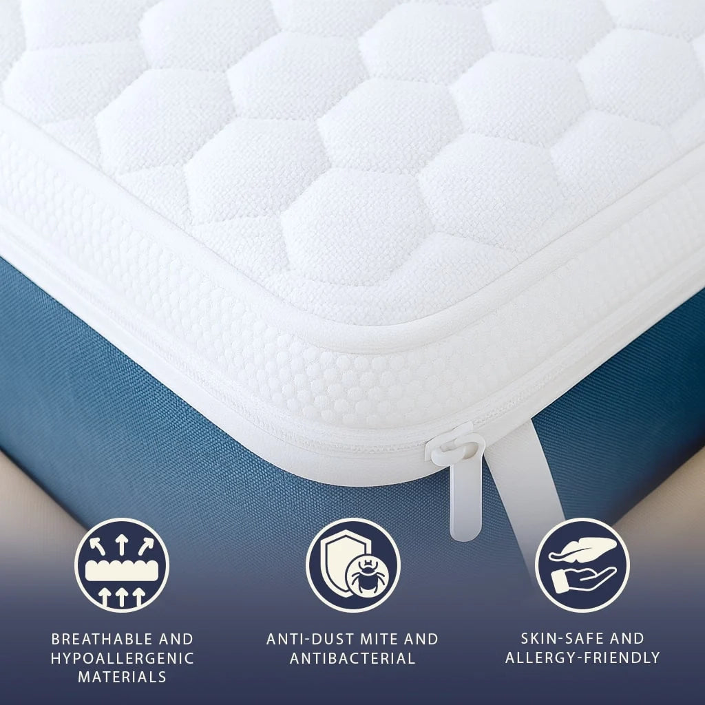 Topper 90 x 200 in Memory Foam con Altezza di 5 cm | Traspirante e Anallergico | Prodotto in Italia