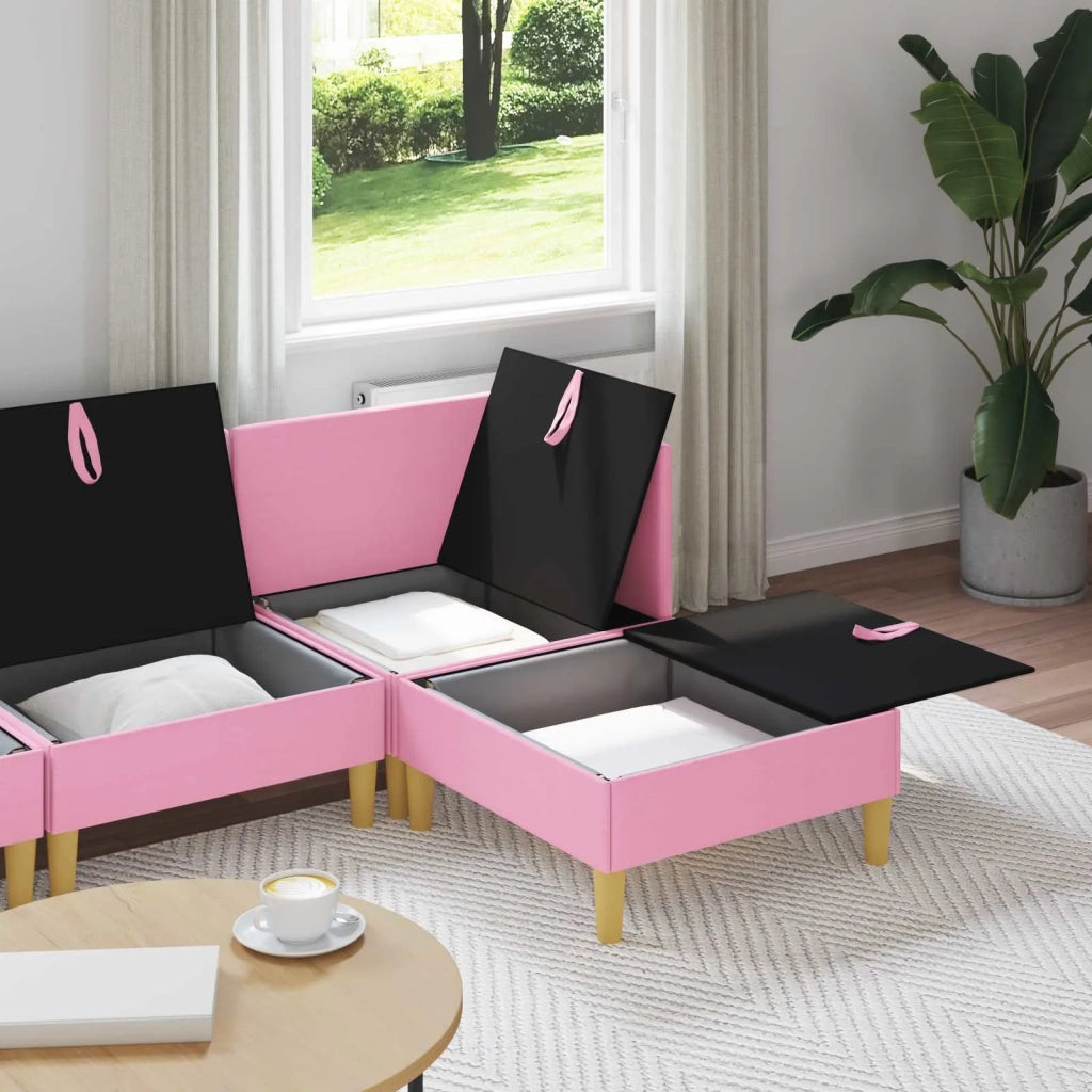 Set di mobili per il soggiorno con cuscino 4 pcs Rosa Tessuto 3413725