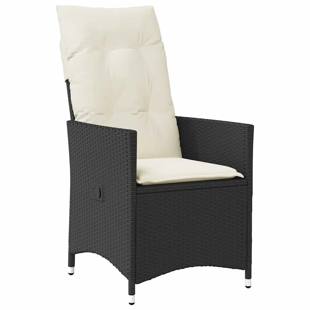 Set da Pranzo per Giardino con cuscino 7 pcs Nero polyrattan