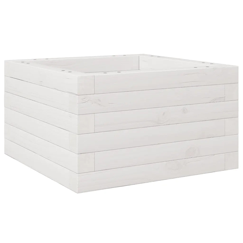 Fioriera da Giardino Bianca 40x40x23 cm Legno Massello di Pino 847179