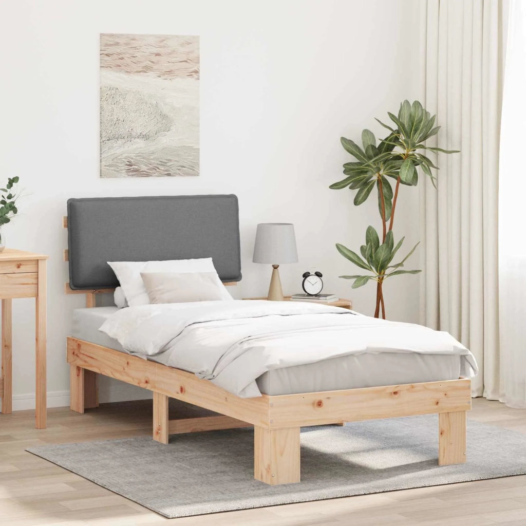 Letto con Testiera Rivestita Grigio chiaro 90 x 190 cm 877314