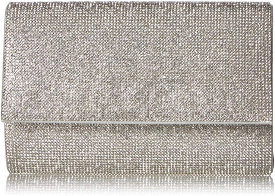 Borsa Clutch per Donna, Luccichio e Brillante, Tasca, Argento