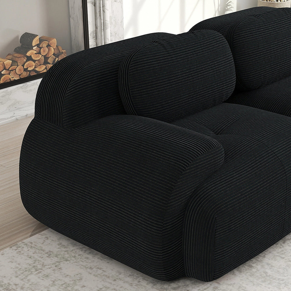 Divano angolare 4 posti con chaise longue - Xylo - Imbottitura 32D, antiscivolo, modulabile, nero