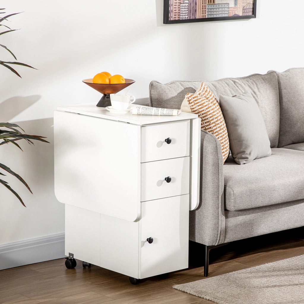 Tavolo da pranzo pieghevole allungabile con cassetti ¨C zephmum ¨C bianco 120x60x75 cm