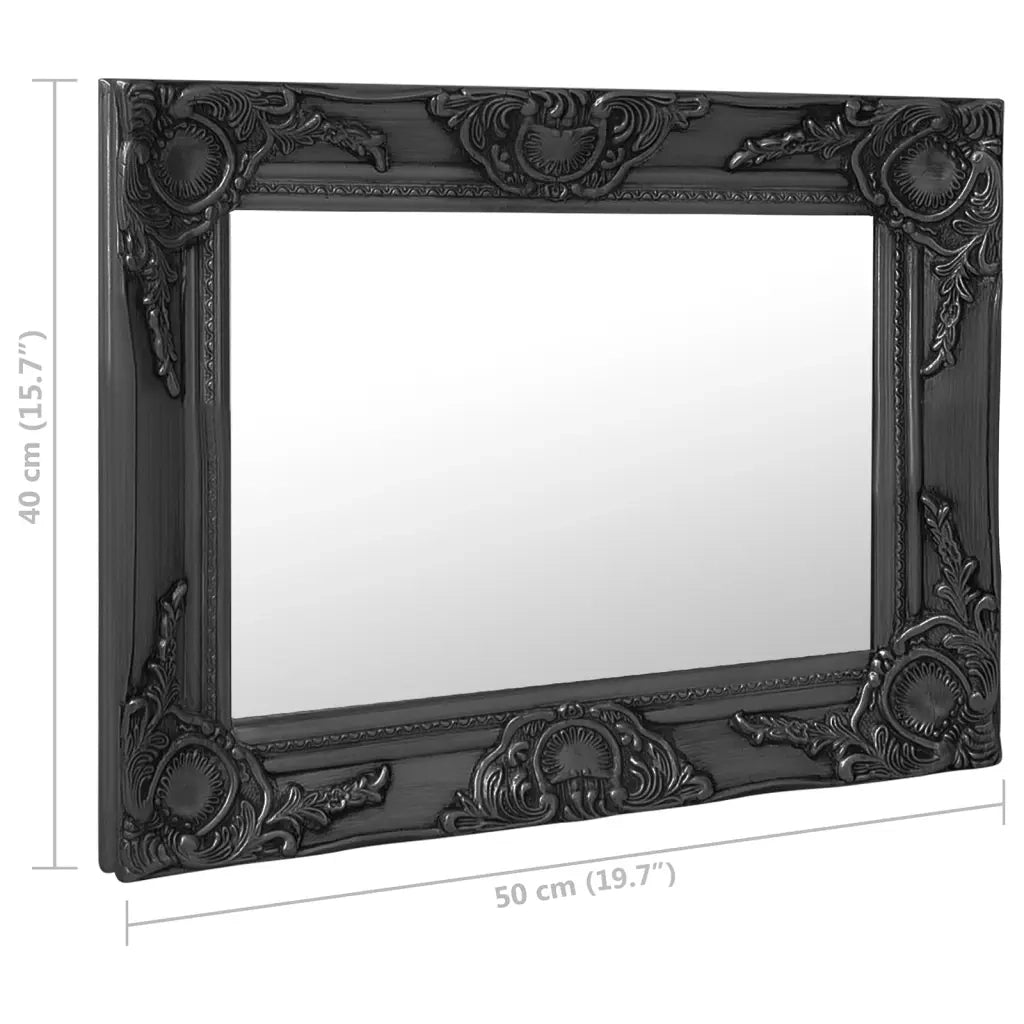 Specchio da Parete Stile Barocco 50x40 cm Nero 320311