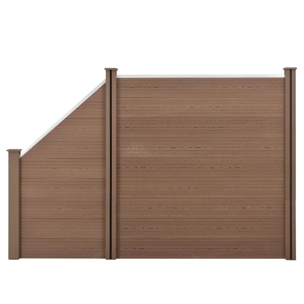 Recinzione frangivento e per la privacy in legno composito marrone (WPC) quadrata e angolata 183 x 277 cm 03_0001453