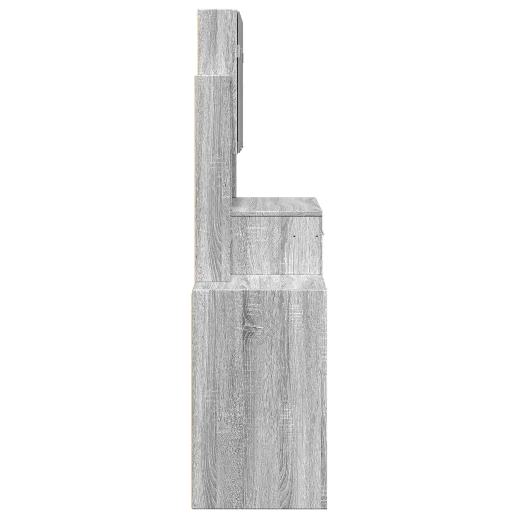 Toeletta | Tavolo da Trucco con Armadietto Grigio Sonoma 80x35x132 cm