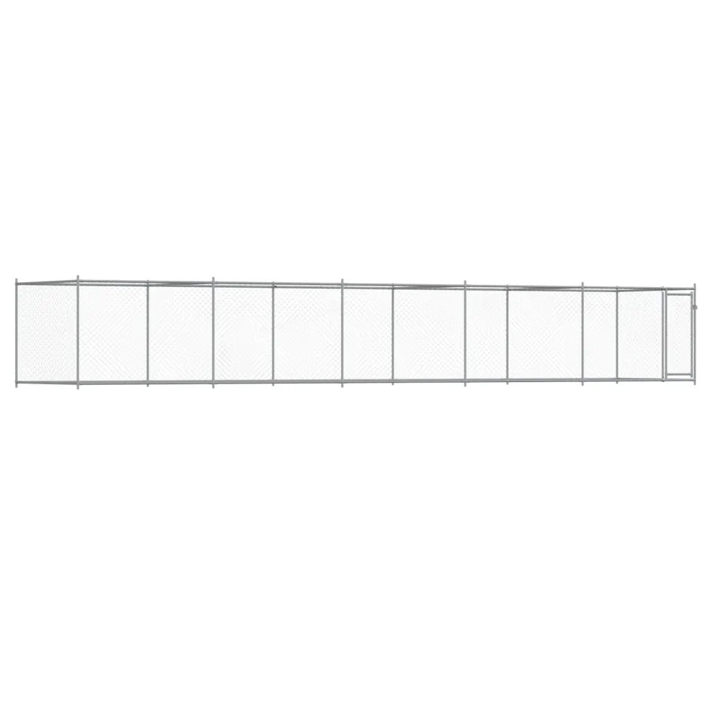 Gabbia per Cani con Porta Grigia 10x2x1,5 m in Acciaio Zincato CFW5720110