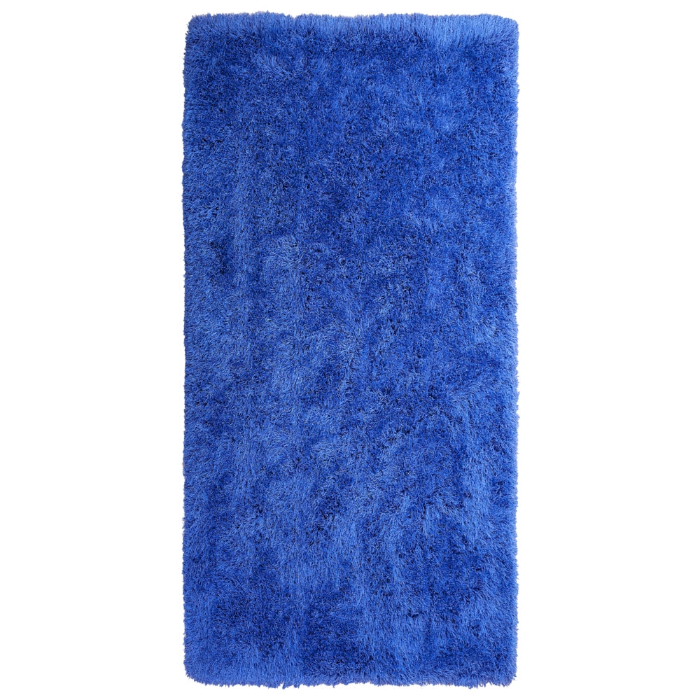 Tappeto Shaggy Tappeto a pelo lungo Solido Poliestere Blu Rettangolare 80 x 150 cm