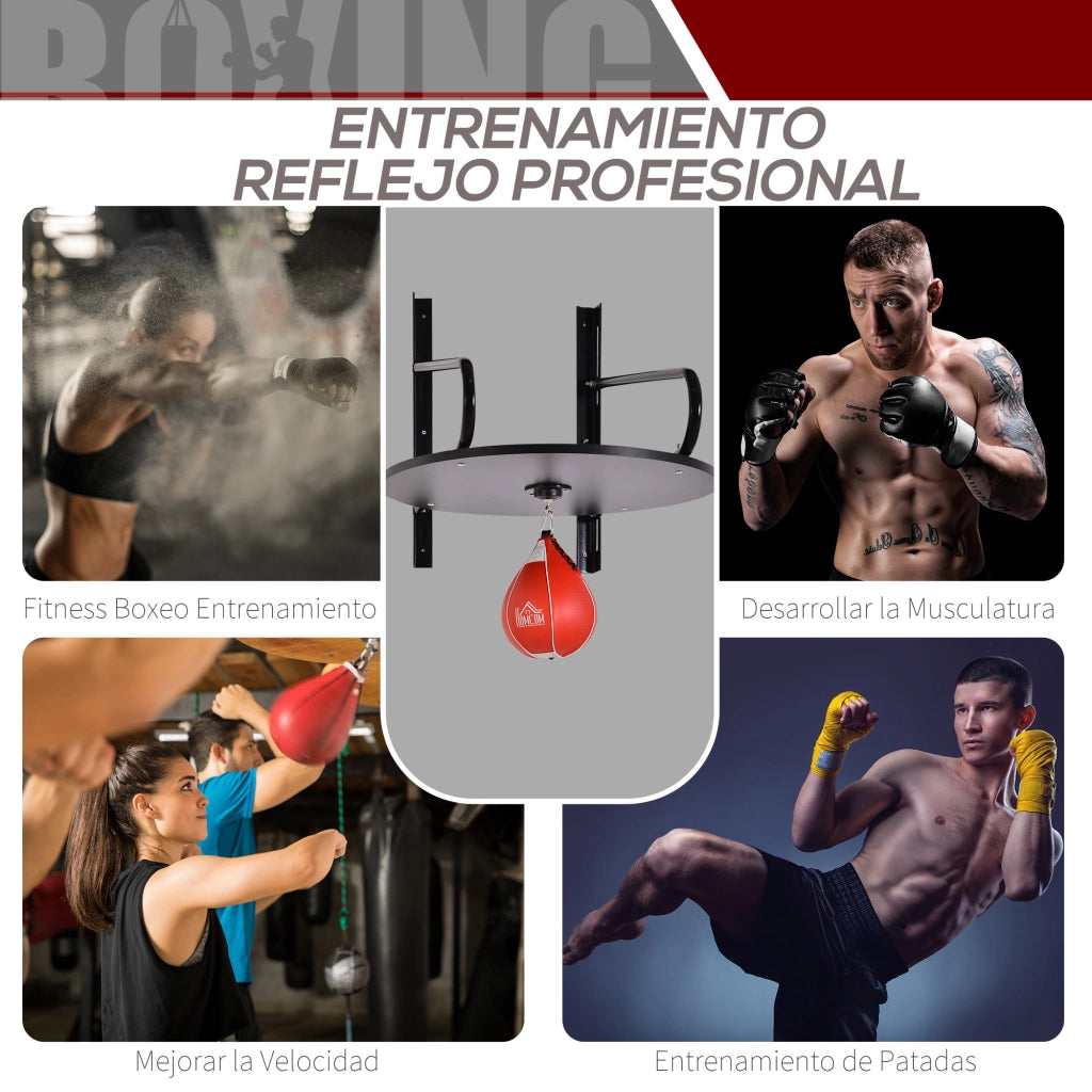 Sacco da boxe con supporto a muro girevole ¨C zephmum ¨C Nero e rosso 60x73x80 cm